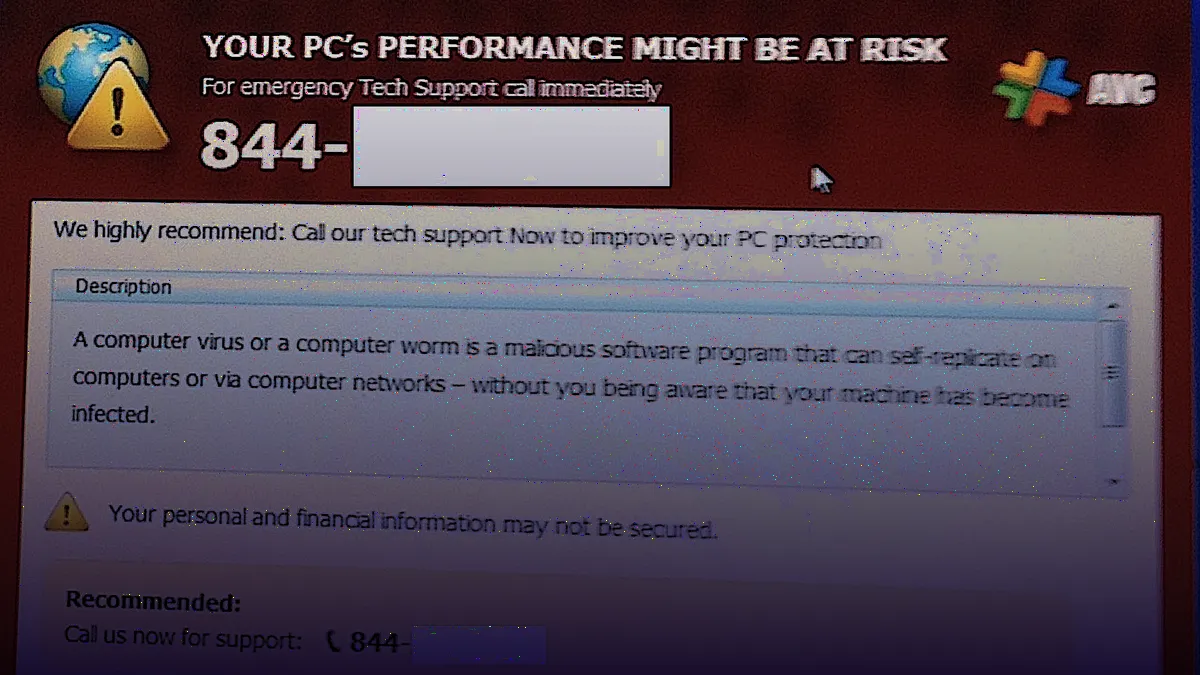 Warnmeldung auf einem Laptop-Bildschirm symbolisiert gestohlene Login-Daten durch Malware
