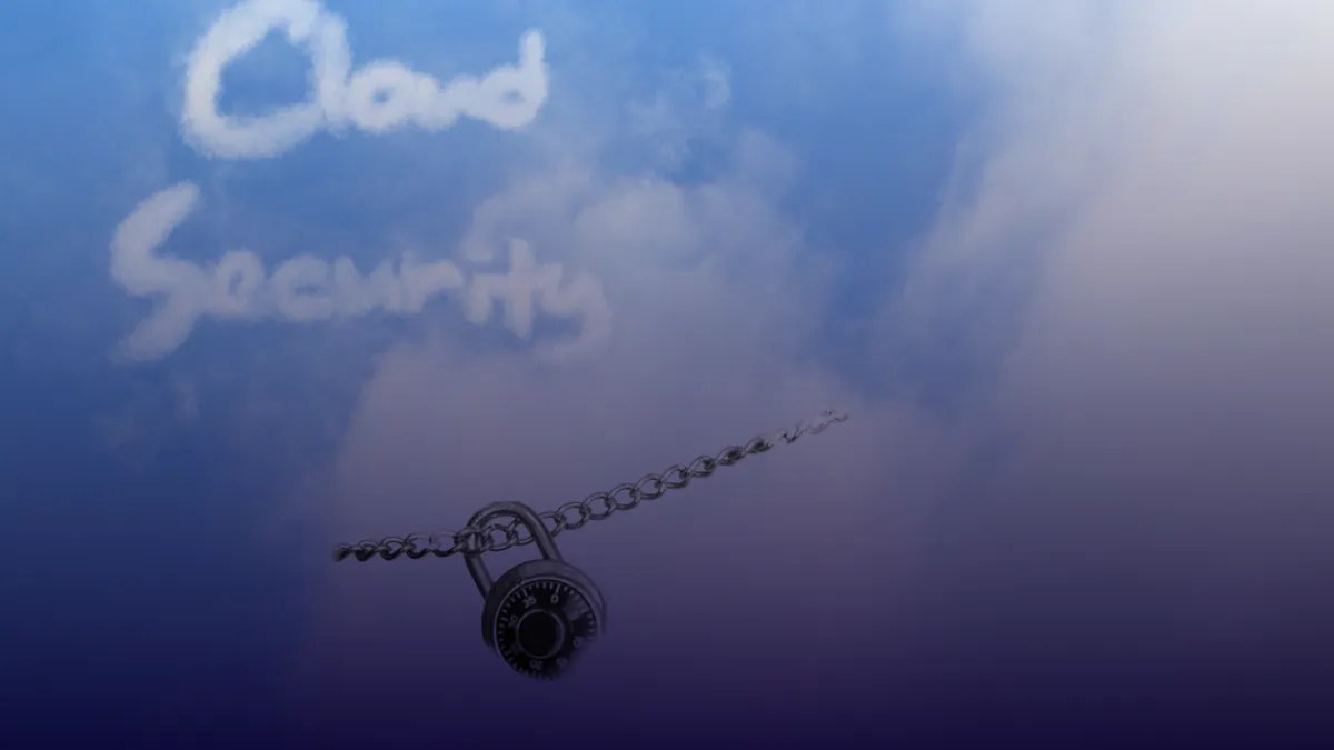 Symbolbild eines Schlosssymbols über Cloud-Icons als Zeichen für eine IT-Sicherheitswarnung